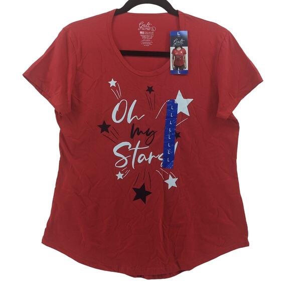 Galt Oh My Stars Patriotic Shirt L Red Womens July 4th Independence Day TShirt - Picture 9 of 9